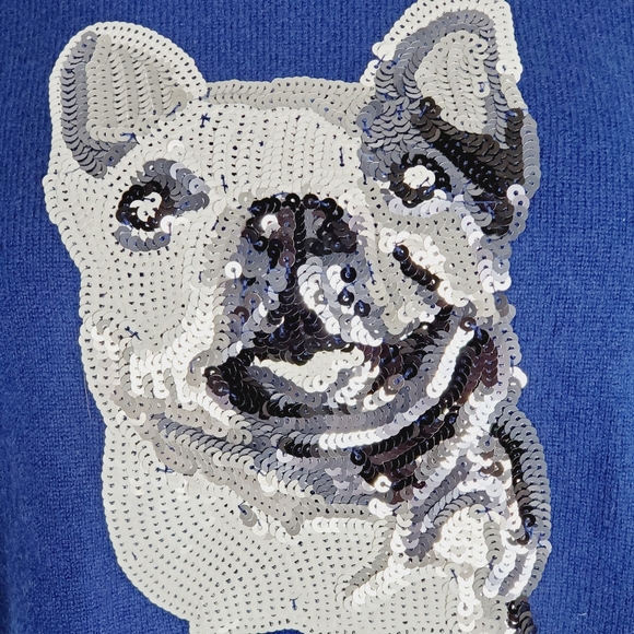 Cashmere Crewneck Pullover With Sequin Dog - Picture 4 of 9